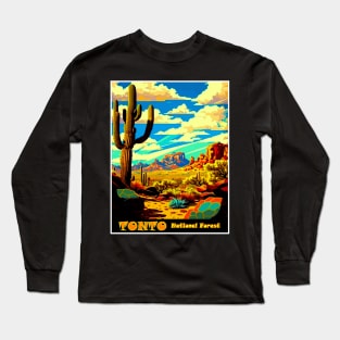 TONTO National Forest Vintage Advertising Travel Print Long Sleeve T-Shirt